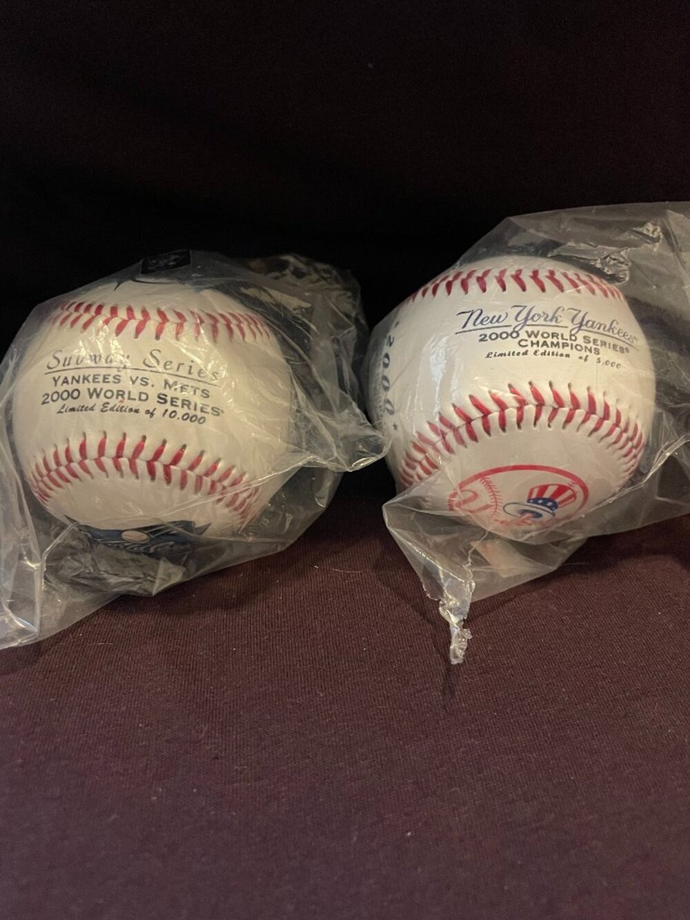 Subway baseballs -set of 2- 2000 Mets vs Yankees